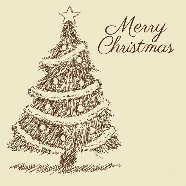 Vector merry christmas sketch design