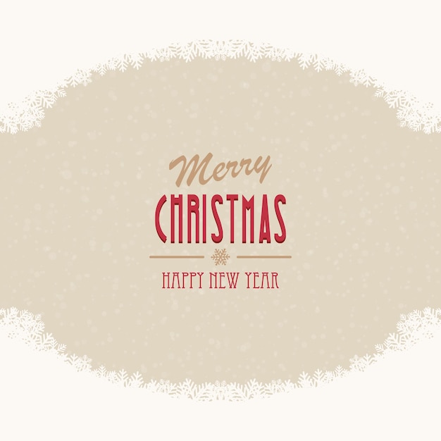 Vector merry christmas snow beige background