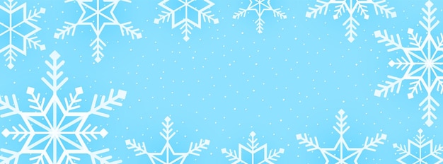 Merry Christmas, snowflakes pattern background, snow falling banner with copy space, paper art style