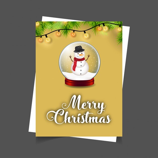 Merry Christmas snowman Ball with lights background Xmas Typography background