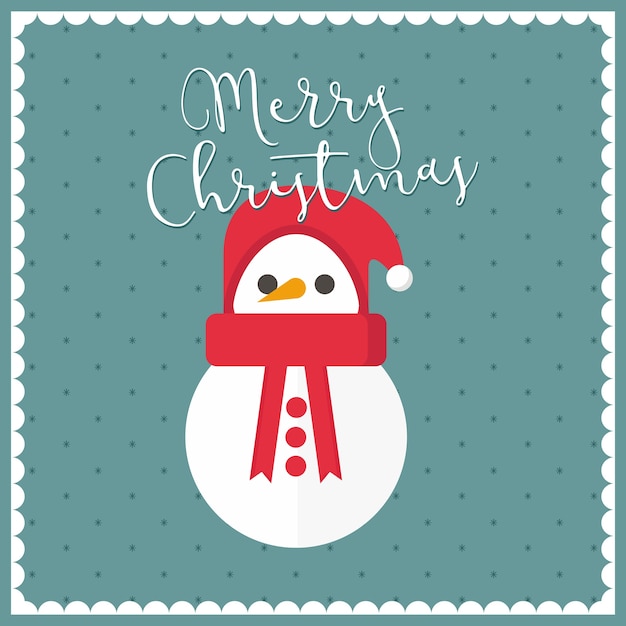 Merry Christmas Snowman Vintage Frame Background Vector Graphic Illustration