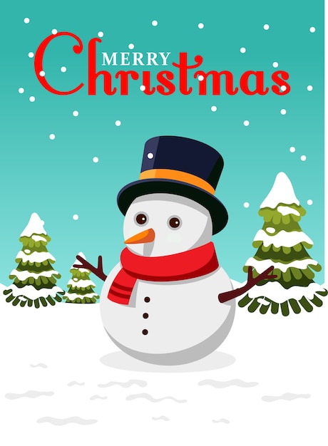 Merry christmas snowman wenskaart poster