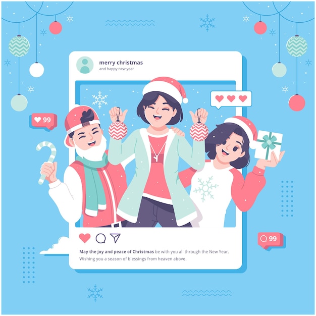 merry christmas social media concept illustration background