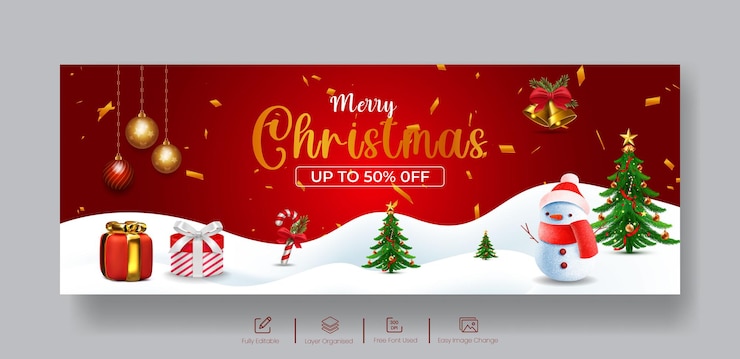 Vector メリー クリスマス ソーシャル メディア カバーと web バナー テンプレートの背景デザイン