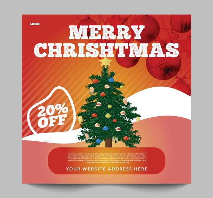 Vector merry christmas social media instagram post template