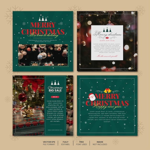 Vector merry christmas social media post template