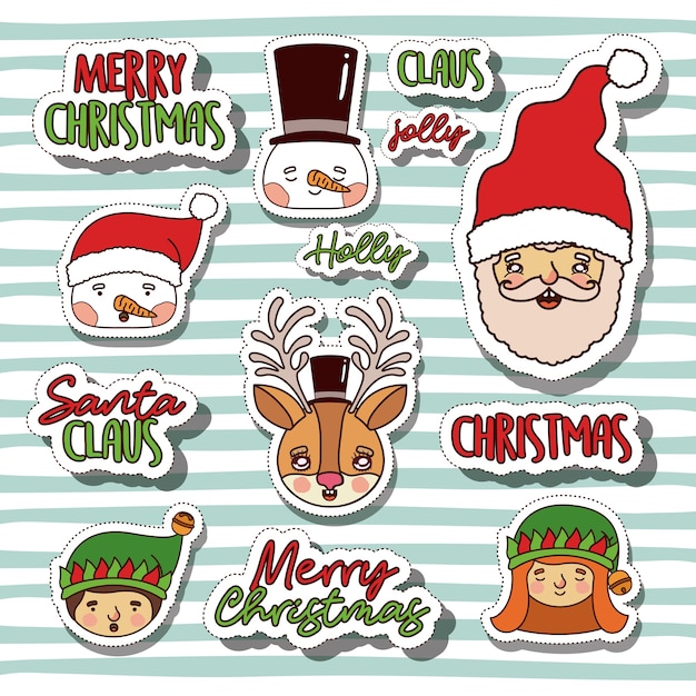 Vector merry christmas stickers