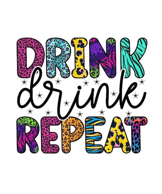 Vector merry christmas t-shirt design drink drink repeat