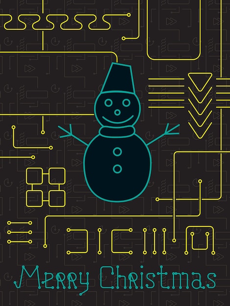 merry christmas techno line art bakcground