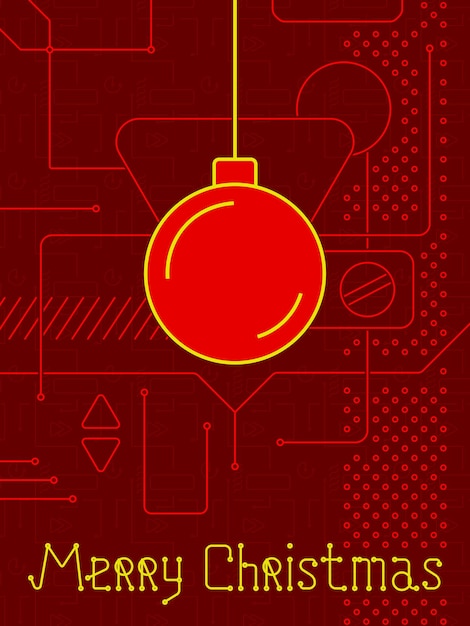 Merry Christmas Techno Line Art Bakcground