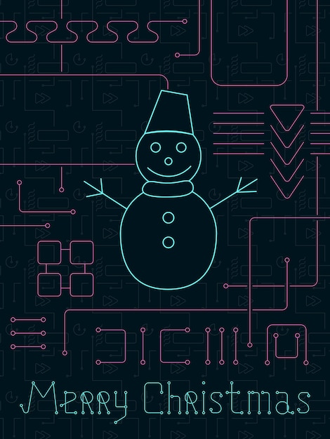 merry christmas techno line art bakcground