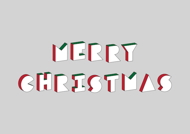 Merry christmas-tekst met 3d isometrisch effect op grijs