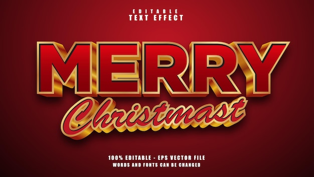 Merry Christmas Teksteffect Gratis Vector