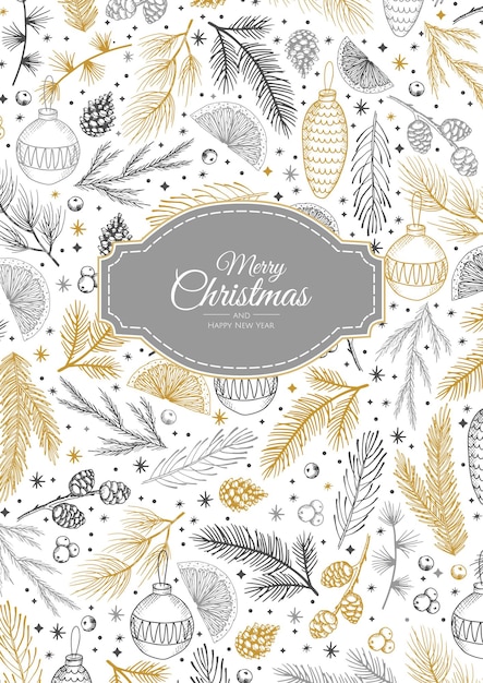 Merry christmas template corporate holiday cards and invitations floral frames and backgrounds design