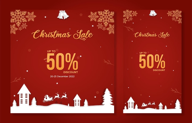 Merry Christmas Template Design for Social Media and Flyer