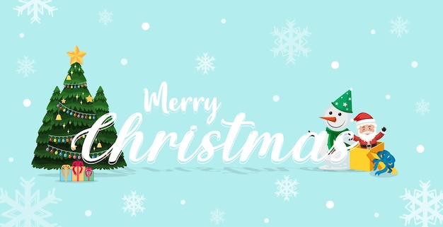 Banner di testo di buon natale con babbo natale