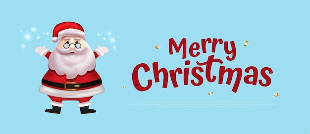 Merry christmas text design with character santa claus