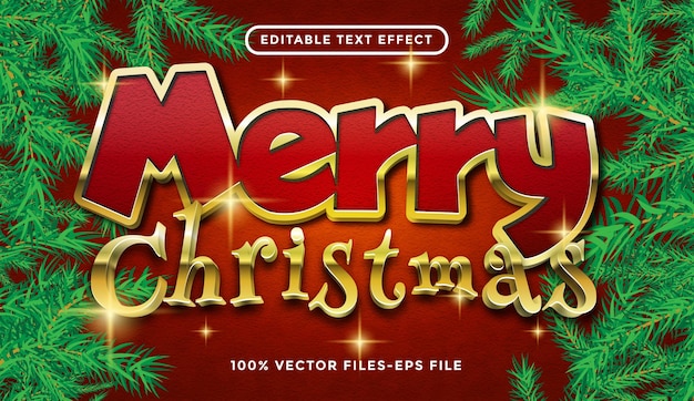 Merry christmas text. editable text effect premium vectors