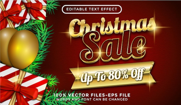 Merry christmas text. editable text effect premium vectors