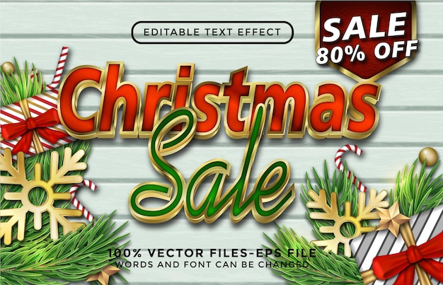 Merry christmas text. editable text effect premium vectors