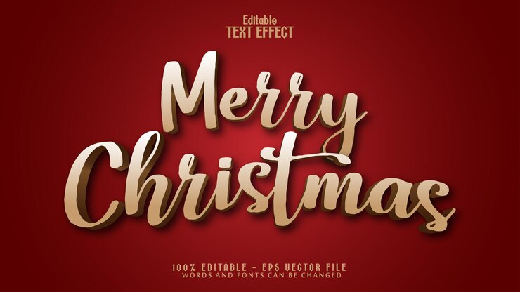 Premium Vector | Merry christmas text effect free vector