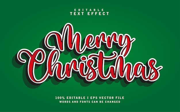 Merry Christmas Text Effect Free Vector