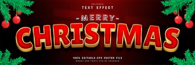 Merry christmas text effect red gold style