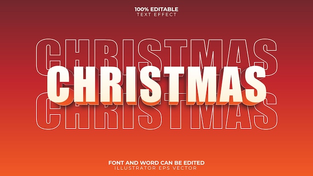 Merry Christmas Text Effect Red Orange Gradient Full Editable Vector