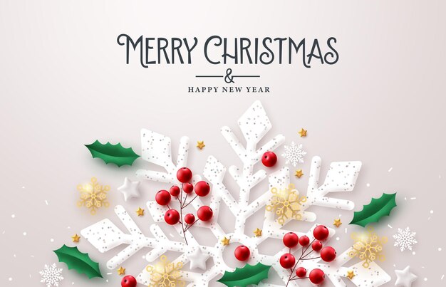 Vector merry christmas text vector design. christmas snowflakes elements for holiday winter greeting card