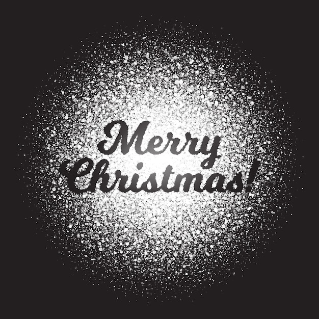 Merry christmas text white shimmer light particles