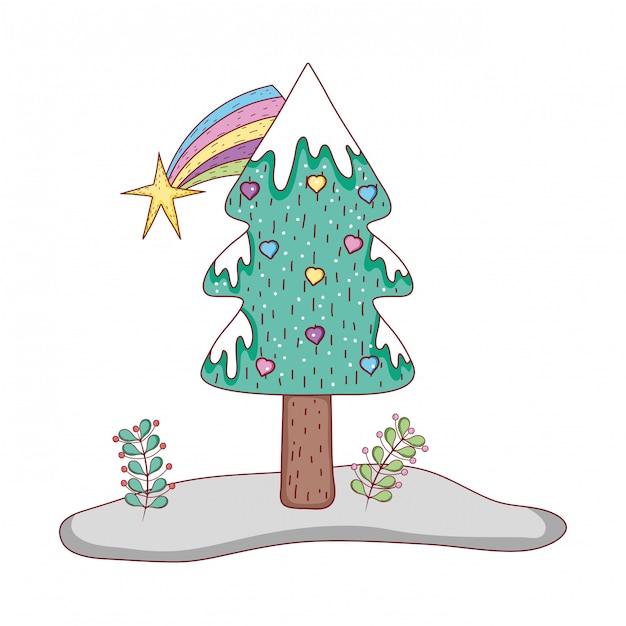 Vector merry christmas tree icon