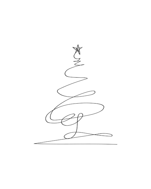 Merry Christmas tree outline greeting card vector illustration design Xmas tree