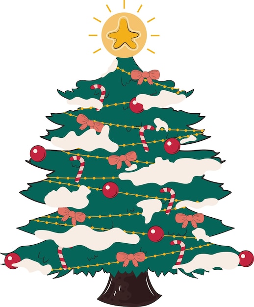Веселая рождественская елка со снежной картой Иллюстрация Графический элемент искусства
