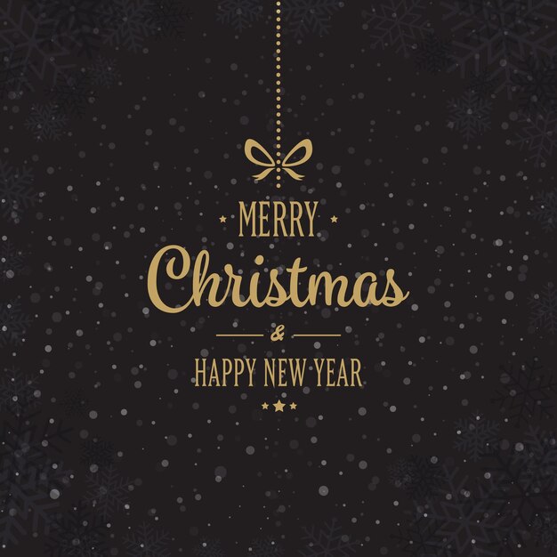 Vector merry christmas type black background