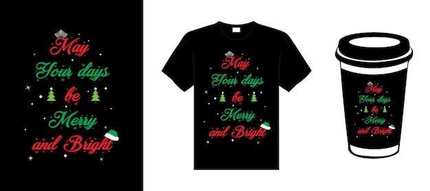 Merry christmas typografie belettering citaat kerst tshirt ontwerp kerst merchandise ontwerp