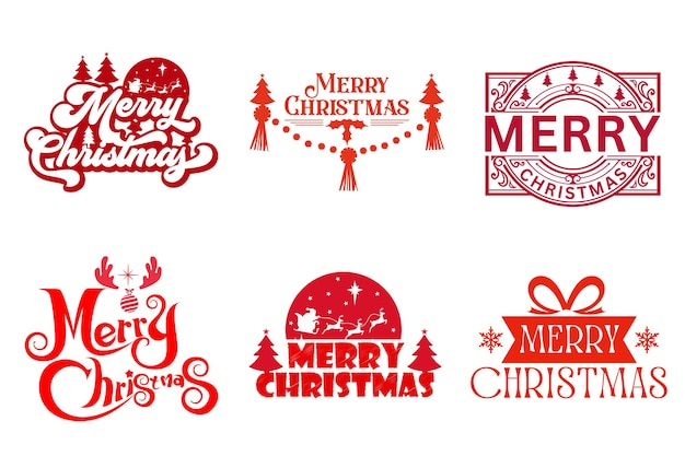 Merry Christmas typography elements collection