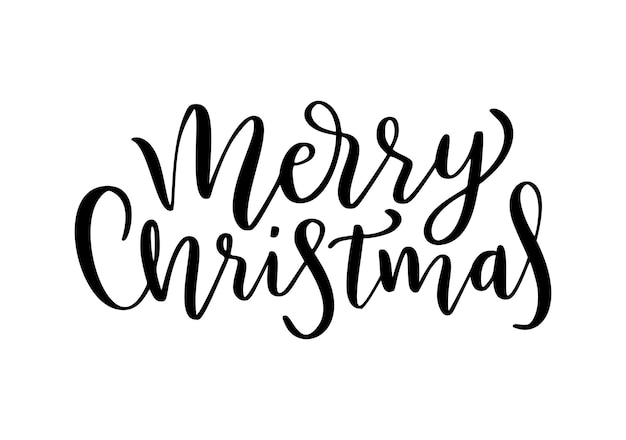 Вектор Счастливого рождества типография почерк надписи праздники поздравительных открыток xmas текст стиль каллиграфии рождество праздничный элемент дизайна изолированный белый фон с новым годом сезон
