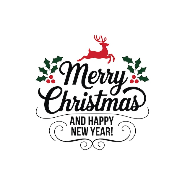 merry christmas typography with elements vector