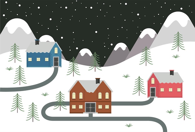 Merry christmas vakantie seizoen illustratie, santa's village design card