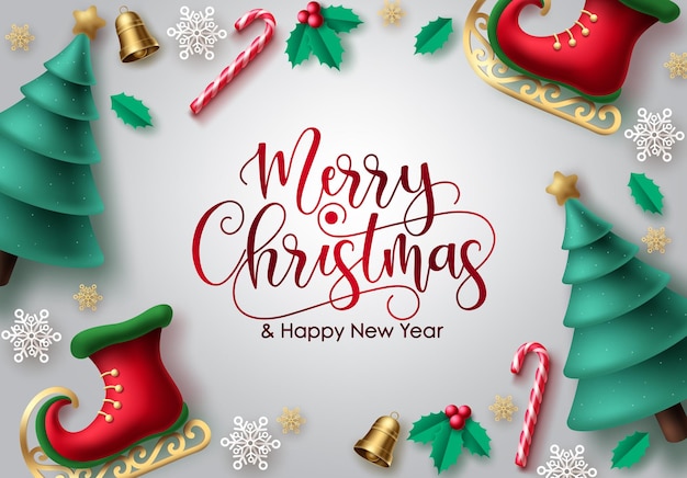 Merry christmas vector background design merry christmas greeting typography in white empty space