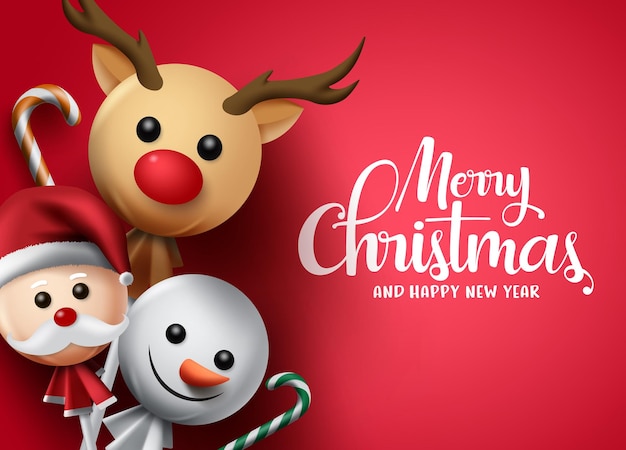 Merry christmas vector background template merry christmas greeting text in red empty space