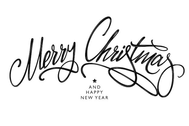 Vector merry christmas vector brush hand drawn lettering