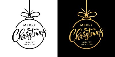 Vector merry christmas vector design zwart en goud collectie op zwarte en witte achtergrond afbeelding