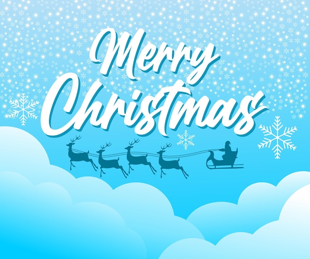 merry christmas vector greeting card typography design on gradient blue background with icicles and