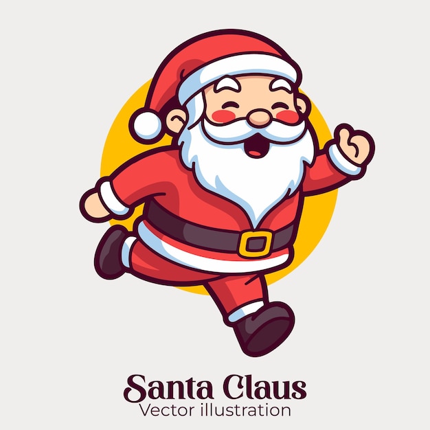 Merry Christmas Vector Illustration of an Isolated Cartoon Cute Santa Claus in Flat Style