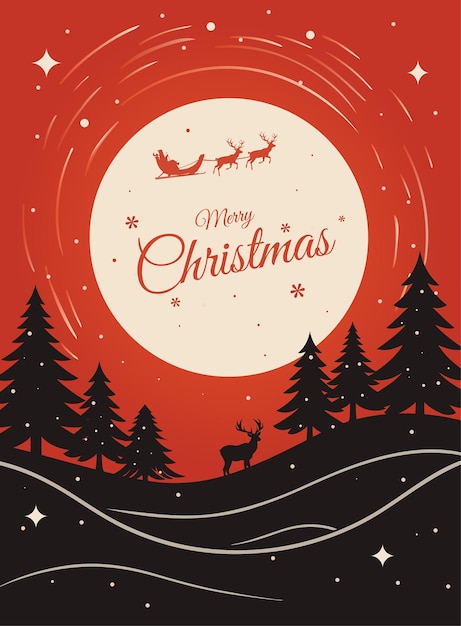 Merry christmas vector postcard