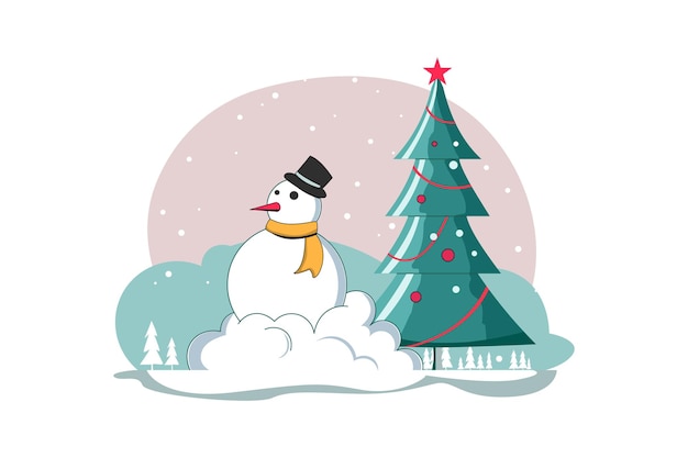 Merry Christmas Vectors Illustration Flat