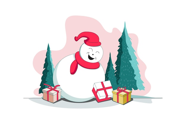 Merry Christmas Vectors Illustration Flat