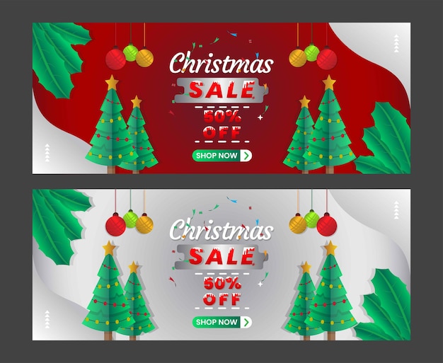 Merry christmas verkoop banner achtergrond Premium Vector