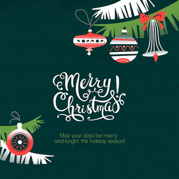 Merry Christmas vintage background Happy New Year card Vector illustration